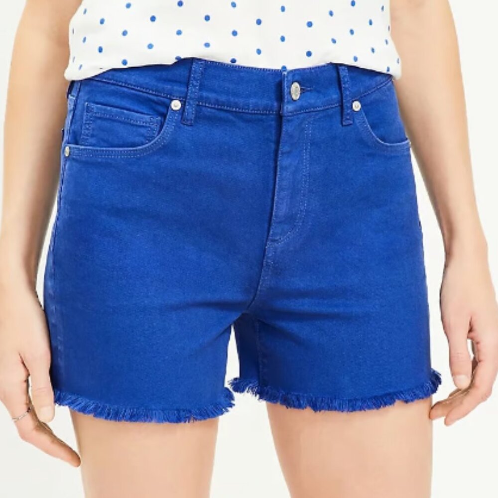 LOFT Frayed Denim Cut Off Shorts | Blue Shorts | Size 8 (29)